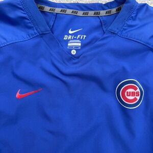 Nike Dri-Fit‎ Chicago Cubs Pullover V-Neck Long Sleeve Pullover Mens Small Blue